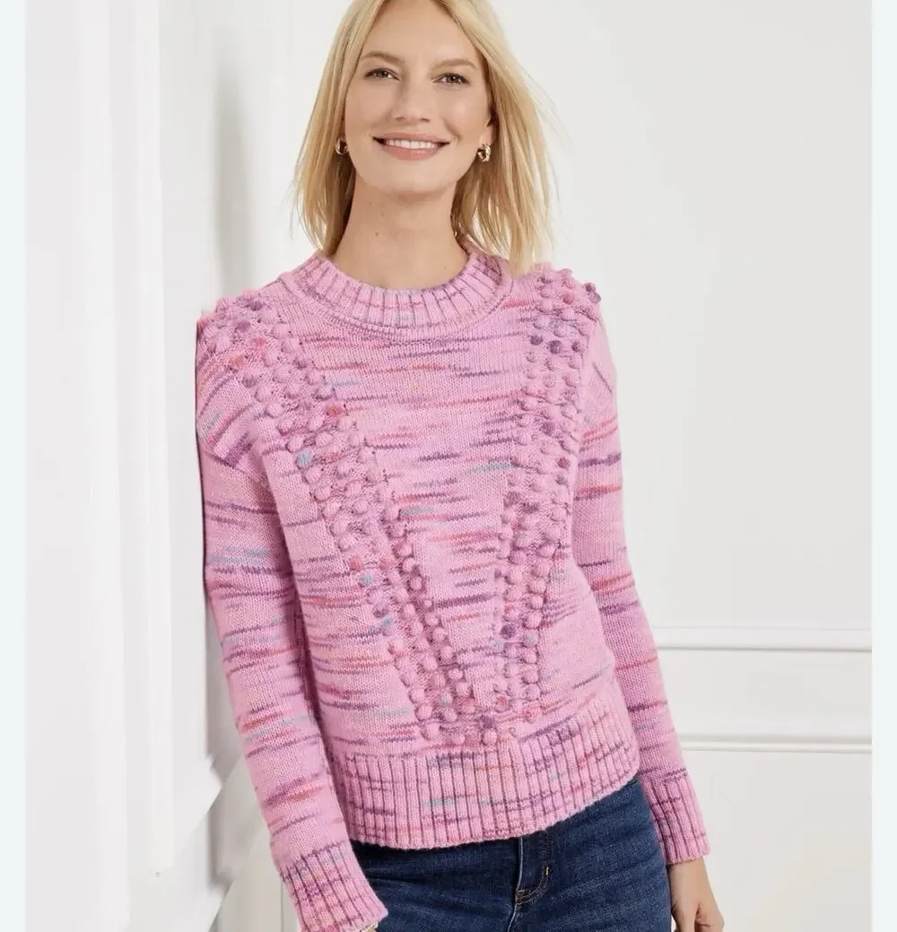 Talbots Space Dye Chunky Knit Sweater Size Small NWT Chevron Stitch Mock Neck